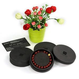 Custom Printed Recyclable Velvet Wedding Earring Ring Necklace <b>Pink</b> 4-layer Circle Box Round Jewellery Box Packaging - Product Image 3