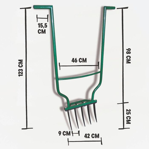 Fourche à herbe JH-Mech en métal robuste, 240 x 42 cm, 5 dents, manche en L ergonomique, résistante à la rouille, en acier vert, pour jardin - Product Image 2