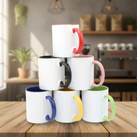 Mug en céramique de style américain de 330 ml avec revêtement de transfert thermique, disponible en plusieurs couleurs, avec poignée