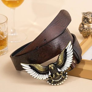Vintage Geëlde Adelaar Gesp van Runderleer Herenriem - Elegant Modieus Trendy Stijl Legering Gesp 2-4cm Breedte 90-120cm - Product Image 3