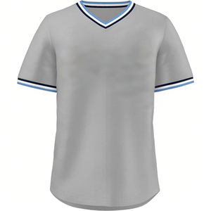Prix usine bouton Baseball uniforme Sublimation plaine blanc séchage rapide Sport chemise col en V Baseball Jersey - Product Image 4