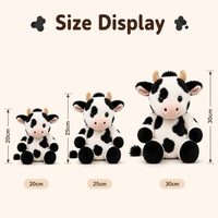 Peluche de vache assise personnalisée, jouet en peluche de bétail mignon de dessin animé, poupée douce et moelleuse pour cadeau de vacances, décoration intérieure, faible MOQ, OEM, ODM