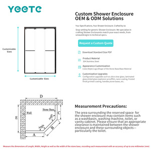 Puerta Corredera de Ducha YEETE en Oro Cepillado, Vidrio Templado de 8mm, Acero Inoxidable 304, Suministro al por Mayor para Baños, Proyecto de Lujo - Product Image 3
