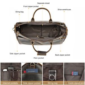 MARRANT Crazy Horse Genuine Leather Men Folding <strong>Travel</strong> <strong>Bags</strong> <strong>Trolley</strong> Storage Garment Duffel <strong>Bag</strong> <strong>Luggage</strong> Men Leather <strong>Travel</strong> <strong>Bags</strong> - Product Image 4