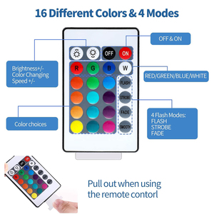 7 16 colori LED luce porta <span class=keywords><strong>lampada</strong></span> Base 3D illusione Anime acrilico <span class=keywords><strong>lampada</strong></span> luce notturna Base <span class=keywords><strong>con</strong></span> cavo USB e <span class=keywords><strong>telecomando</strong></span> - Product Image 5