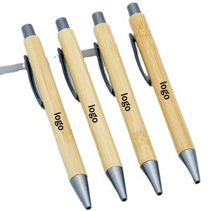 Promotion Fast Shipping Gun Gray Bamboo Pen <b>Creative</b> Ballpoint with Engraved Logo Plastic Accessories <b>Gift</b> - Product Image 1
