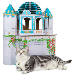 Casa <span class=keywords><strong>para</strong></span> <span class=keywords><strong>Gatos</strong></span> <span class=keywords><strong>de</strong></span> Cartón Corrugado, Diseño <span class=keywords><strong>de</strong></span> <span class=keywords><strong>Castillo</strong></span> con Domo Azul y Adornos Dorados, <span class=keywords><strong>para</strong></span> <span class=keywords><strong>Gatos</strong></span> <span class=keywords><strong>de</strong></span> Interior, Suministro <span class=keywords><strong>de</strong></span> Juguetes <span class=keywords><strong>para</strong></span> Mascotas al por Mayor - Product Image 3