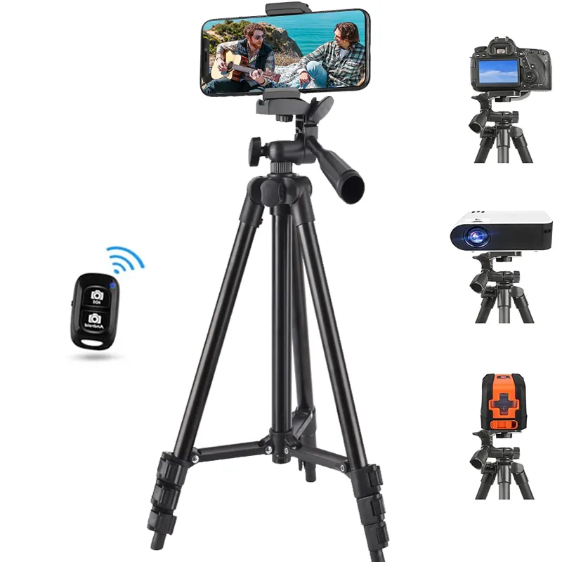 Tripod kamera ponsel, dudukan tripod foto profesional aluminium bepergian ringan 1.3m dengan tas pembawa klip ponsel untuk ponsel pintar kamera tripod