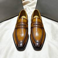 Mocassins Penny pour Hommes en Cuir Véritable avec Coutures Tressées, Chaussures Habillées à Enfiler pour Affaires, Style Sur Mesure de Qualité Supérieure à Prix d'Usine