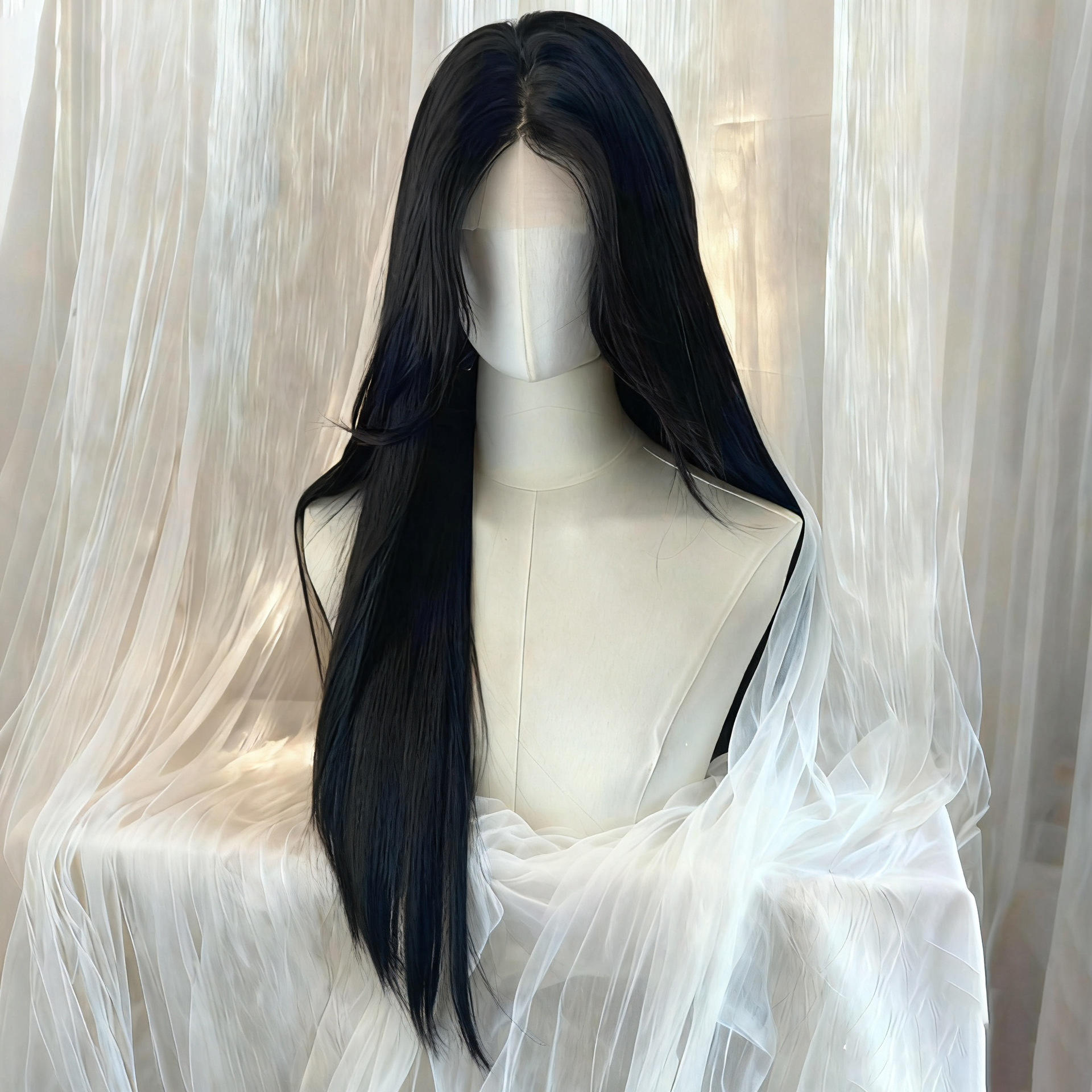 ผมตรงยาว 72 ซม. [สีดำธรรมชาติ]