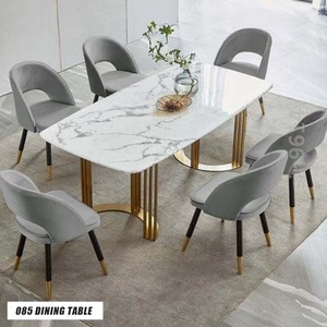 Modern Rectangle <b>Marble</b> <b>Top</b> Dining Table With Gold Metal Legs For Home Dining Room Furniture 6 Seater 085 DINING TABLE - Product Image 1