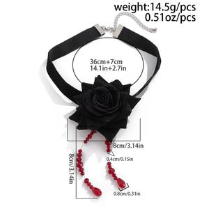 Collares de borlas con forma de gota de sangre de cristal de imitación de Rosa gótica para mujer, abalorios de moda, Gargantilla, cuello, accesorios de joyería de moda - Product Image 6