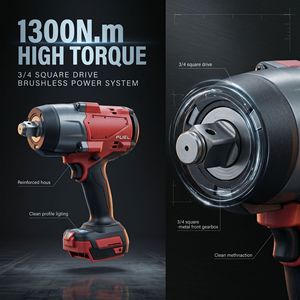 Llave de Impacto Inalámbrica de Alta Resistencia de 21 V con 1300 Nm de Alto Torque y Accionamiento de 3/4 Pulgadas, Llave de Impacto para Uso Industrial - Product Image 3