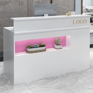 Moderno pequeño blanco alta calidad salón de belleza recepción escritorio barbería madera clavo personalizar <span class=keywords><strong>Spa</strong></span> Mesa frontal - Product Image 3