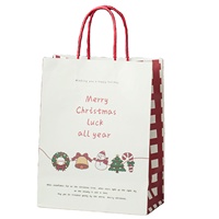 Sac cadeau en papier artistique blanc personnalisé DAKE, motif bonhomme de neige et arbre, emballage de bonbons de Noël, vente en gros, boîte cadeau de luxe