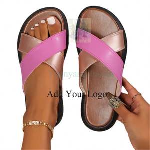 Sandales légères tendance à bande croisée Pantoufles en <span class=keywords><strong>cuir</strong></span> marron pour hommes - Product Image 2