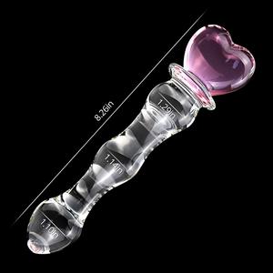 Plug <span class=keywords><strong>Anale</strong></span> in Cristallo di Grado Medico per Stimolazione Vaginale <span class=keywords><strong>Anale</strong></span> Maschile e Femminile, <span class=keywords><strong>Dildo</strong></span> Trasparente con Design a Cuore di Pesca e Sfere Giocattolo - Product Image 2