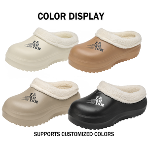 Chaussons unisexes doublés en polaire, chaussons chauds à revers, antidérapants, résistants à l'usure, chaussures d'intérieur et d'extérieur pour l'hiver - Product Image 2