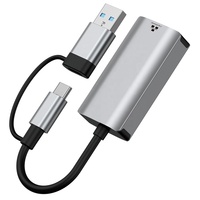 Adaptador USB Tipo C a RJ45 Gigabit Ethernet de 1000Mbps, Aleación de Aluminio, Accesorio Externo con Cable para Computadora Portátil