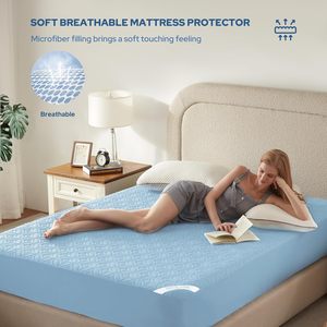 Protège-matelas imperméable hypoallergénique Queen King, <span class=keywords><strong>housse</strong></span> en microfibre <span class=keywords><strong>anti</strong></span>-punaises <span class=keywords><strong>de</strong></span> <span class=keywords><strong>lit</strong></span>, respirant, lavable, vente en gros - Product Image 3