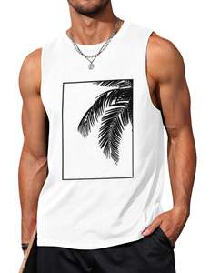 Camiseta sin mangas vibrante para hombre, estilo playero, para verano, tejido de punto transpirable, 100% algodón, para actividades acuáticas y descanso informal - Product Image 1