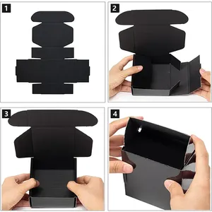Cajas de Cartón Corrugado Resistentes para Envíos, Cajas de Regalo Plegables de Lujo, Color Negro, Venta al Por Mayor - Product Image 5