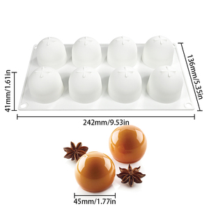 Molde de Silicona Grande de 8 Cavidades en Forma de Media Esfera, Perfecto para Bombas de Chocolate Caliente, Cake Pops y Bombas de Baño, Bandeja para Hornear de Fácil Desmolde - Product Image 3