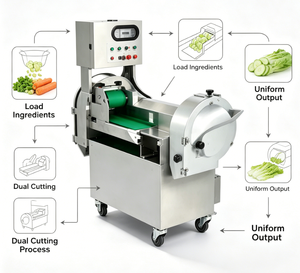 Máquina Cortadora <span class=keywords><strong>de</strong></span> Vegetales con Control Digital, 1500W, Acero Inoxidable, Doble Cabezal, para Procesamiento <span class=keywords><strong>de</strong></span> Alimentos Frescos, Uso Diario en Plantas - Product Image 5