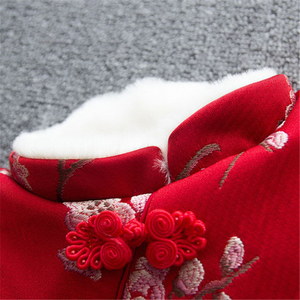 Bebé niñas <span class=keywords><strong>vestido</strong></span> chino <span class=keywords><strong>Qipao</strong></span> ropa tradicional Cheongsam Tang acolchado vestidos Año Nuevo trajes abrigo con bordado Floral - Product Image 3