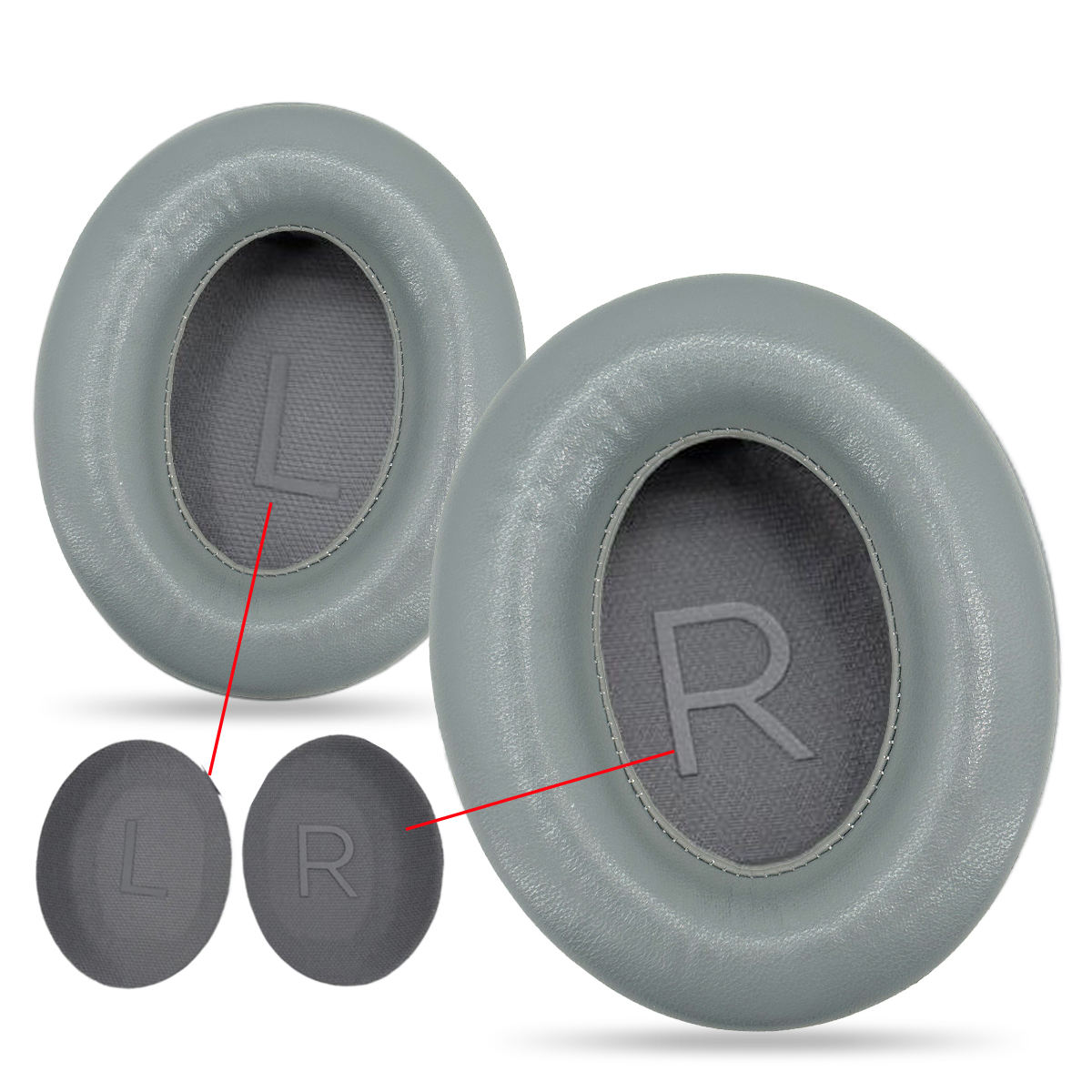 Coussinets d'oreille et couvre-oreilles gris LR