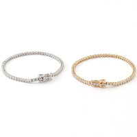 Bracelet tennis unisexe en argent S925 plaqué or 18 carats avec pierres de moissanite de 2 mm couleur D de haute qualité, style hip-hop transfrontalier Guangxi GOBR000127
