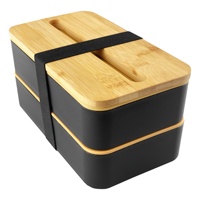 Paquet de boîte à lunch en bambou RPP empilable en matériau PP recyclé avec logo personnalisé Cadeaux promotionnels Pack de boîte à lunch en bambou LB003 RPP en stock
