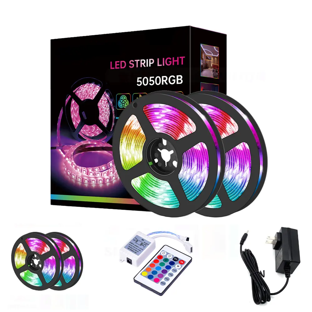 12V IR 제어 실내 장식 5m 10m 방수 SMD 5050 RGB LED 스트립 조명