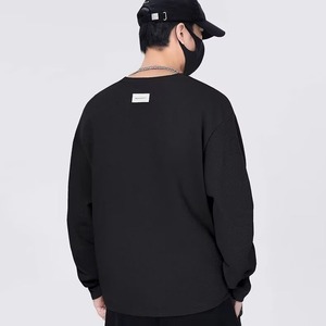 Cross-Border Fake Two-Piece Spliced Texture Spring Trendy <b>V</b> Neck Woolen Heavyweight Long Sleeve Men's Sweatshirt - Product Image 3
