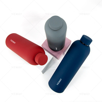 Botella termo aislada de doble pared con impresión personalizada, pintura de goma suave, boca pequeña, botella de agua de acero inoxidable, 500ml, 750ml, 1000ml