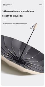 Parapluie automatique noir à 60 baleines, pliage réversible, conception mécanique simple, pour jours ensoleillés et pluvieux - Product Image 4