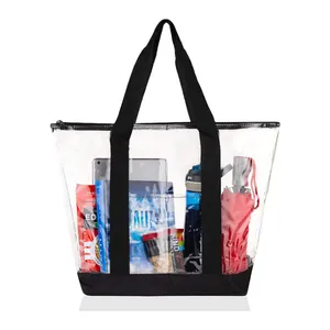 Custom Printed Logo Clear PVC Shoulder Hologram Tote Bags Women Iridescent Handbag Reusable Transparent Holographic Handle Bag.