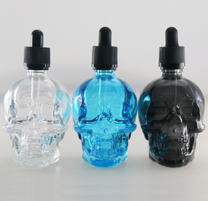 30ml Cobalt Blue <strong>Skull</strong> <strong>Glass</strong> <strong>Bottle</strong> with Screw Cap Dropper Hot Stamped Surface for Essential Oils &amp; Skin Care Serum Packaging - Product Image 6
