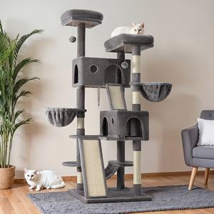 Luxe Kattenboom, 66-Inch Kattentoren Voor Katten Binnenshuis, Pluche Multi-Level Kattenappartement Met Krabpalen 2 Zitstokken 2 Grotten Hangmat - Product Image 1