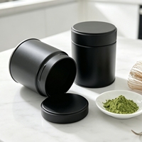Boîte en métal ronde personnalisée pour poudre de matcha, conteneur d'emballage hermétique vide avec couvercle à vis, logo personnalisé, boîte à thé, café, matcha
