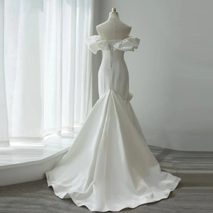 Nouveau Off Satin queue de poisson mariée Simple tempérament gaze <span class=keywords><strong>Dragon</strong></span> queue Super fée robes élégantes femmes soirée - Product Image 3