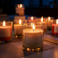 Bougie parfumée en verre transparent simple avec bord doré, base en cire de soja, boîte cadeau en papier, décoration de table de chambre à coucher, vente en gros