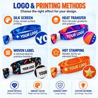 Bracelet en tissu personnalisé avec logo et texte en couleur pour festival de musique, bracelet jetable en polyester pour l'identification lors d'événements