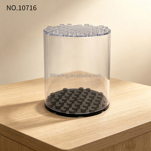 Contenedor de exhibición transparente apilable a prueba de polvo con forma de tubo cilíndrico para pequeños bloques de construcción y minifiguras de acción 10716 - Product Image 3