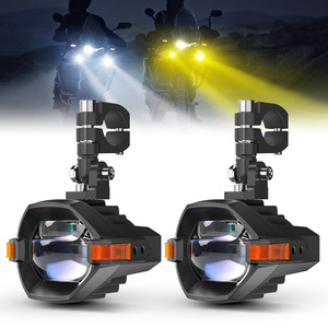 Feux antibrouillard mini bi-LED bicolores blanc-ambre pour <span class=keywords><strong>moto</strong></span> avec ligne de coupure claire - Product Image 1