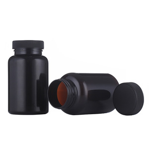 250cc nero opaco PET bocca larga integratore di plastica bottiglia di plastica bottiglia di vitamina Soft Touch bottiglia di plastica bottiglia di medicina - Product Image 3