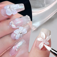 BORN PRETTY Gel de modelage 3D haute brillance 5ml, non collant, blanc nacré, gel de sculpture 5D pour la sculpture florale en relief pour le nail art