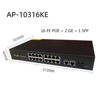 AI PoE Switch 16 Port 10/100Mbps 2 Gigabit Uplink 1 SFP Rack-Montage Watchdog 10,8Gbps IEEE 802.3af/at IP-Kamera CCTV QoS