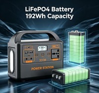 Stasiun Daya Portabel 300W, Power Bank, Catu Daya Luar Ruangan, Mini LiFePO4, Gelombang Sinus Murni, MPPT, Kompresor Udara, Senter