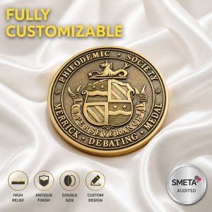 GFT Medaglia Personalizzata in Oro Anticato con Rilievo a Doppia Faccia e Stemma Inciso, Premio per Debattenti, Fornitore all'Ingrosso - Product Image 1